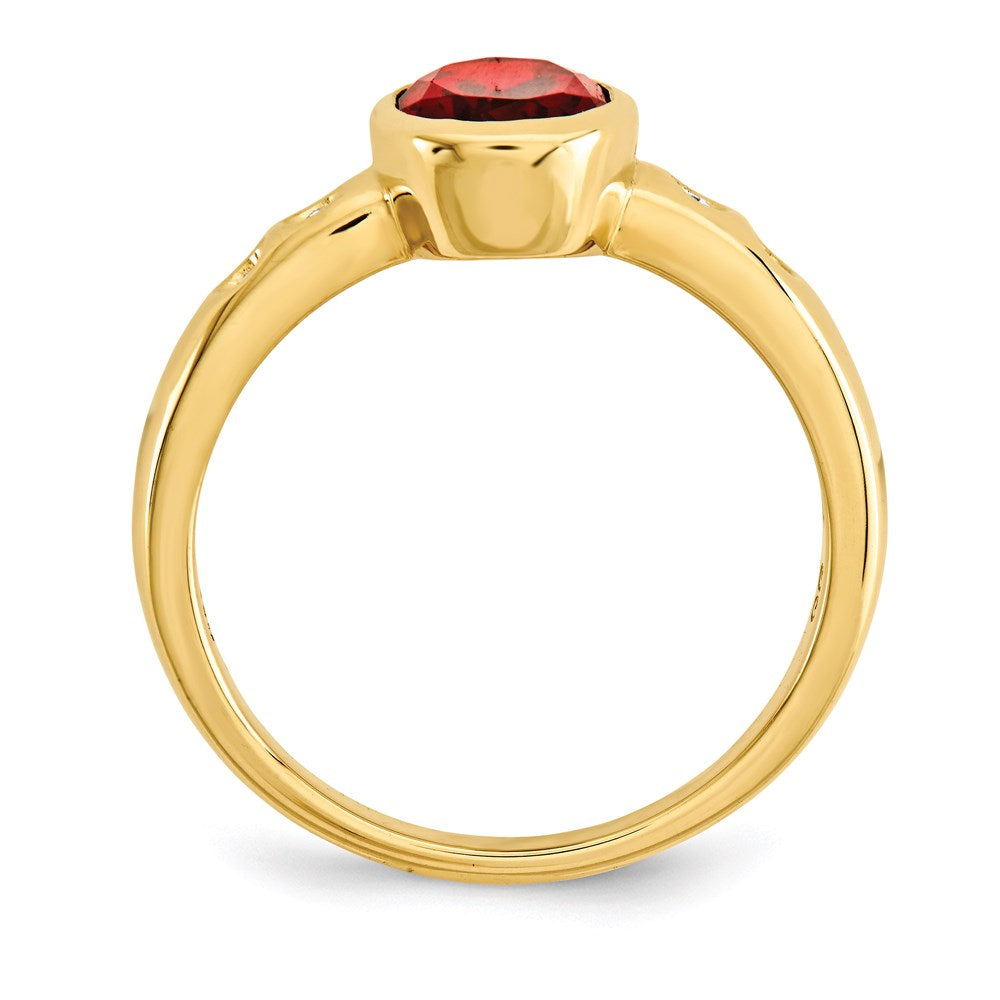 14K Gelbgold Granat/diamond Zargenfassung-set Ring