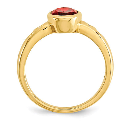 14K Gelbgold Granat/diamond Zargenfassung-set Ring