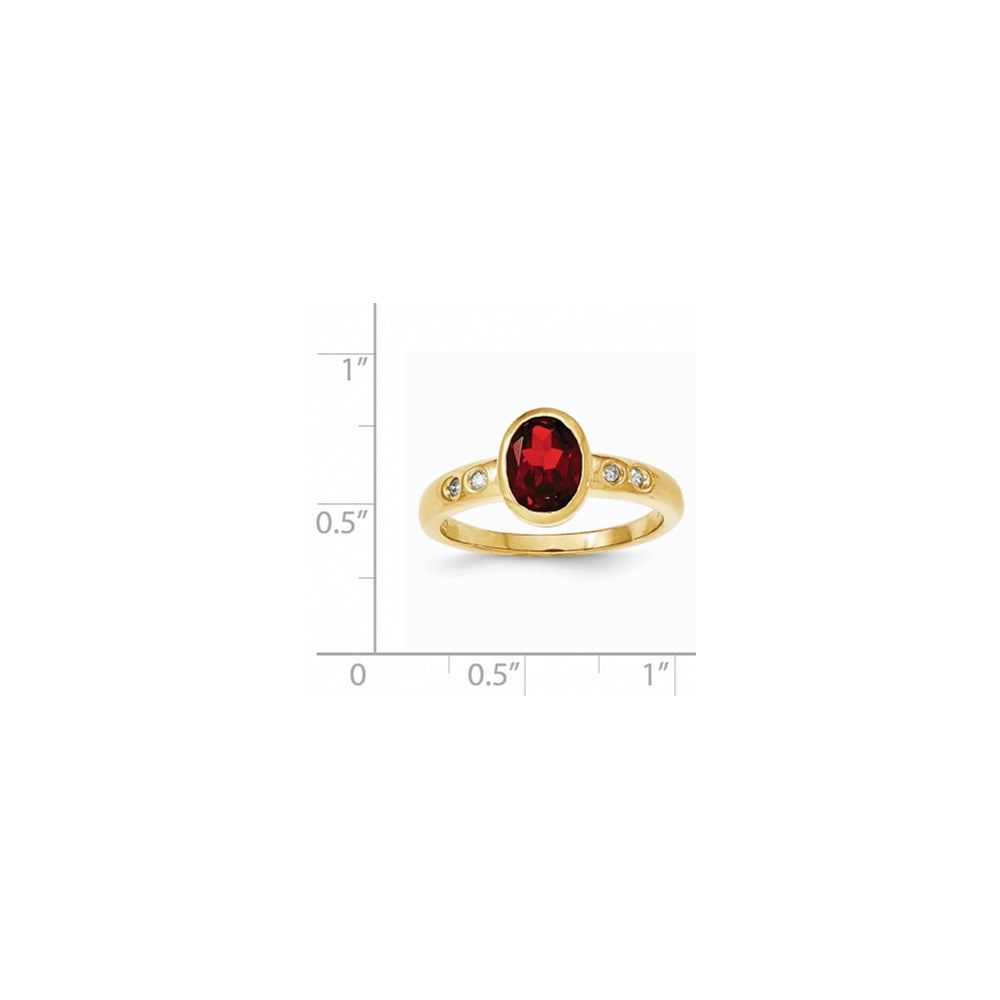 14K Gelbgold Granat/diamond Zargenfassung-set Ring