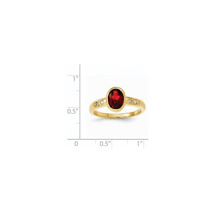 14K Gelbgold Granat/diamond Zargenfassung-set Ring
