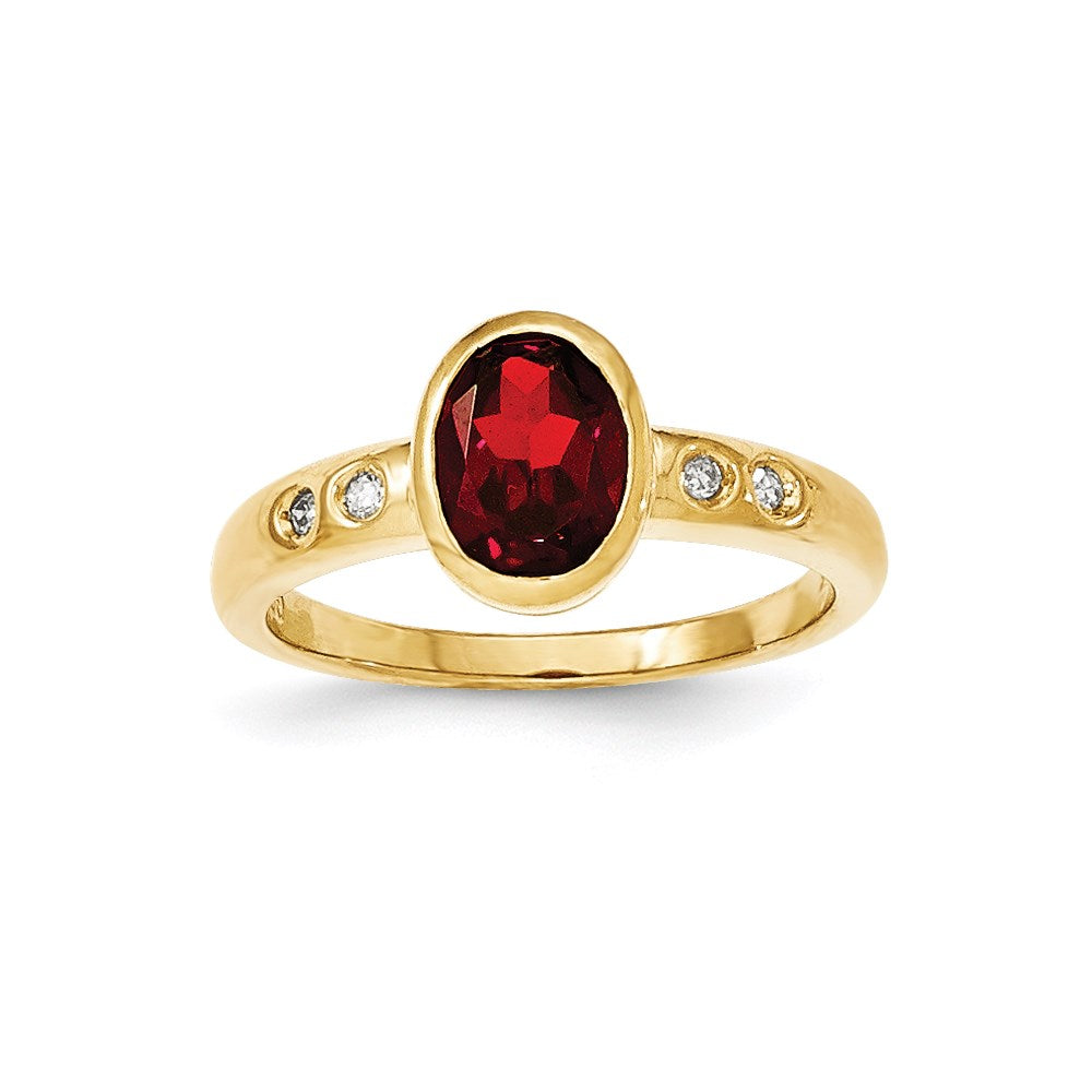 14K Gelbgold Granat/diamond Zargenfassung-set Ring