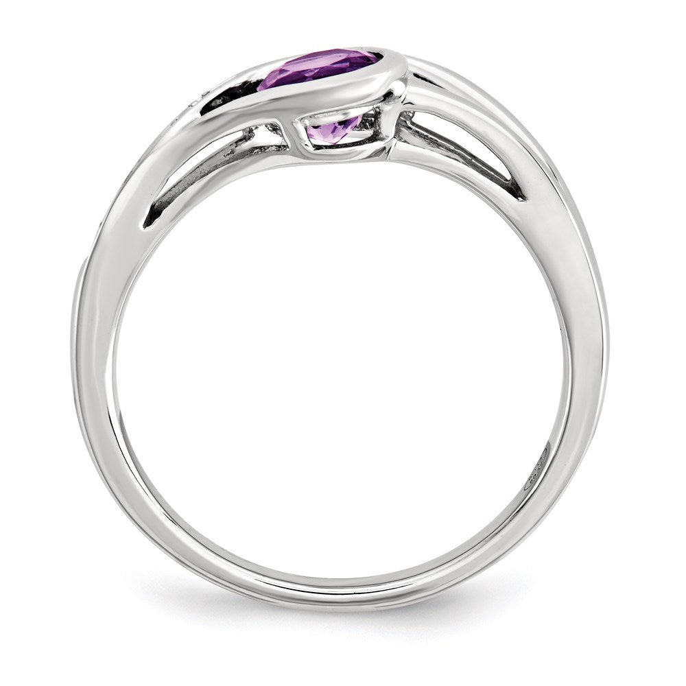 14K Weißgold Echt Diamant & Amethyst Ring