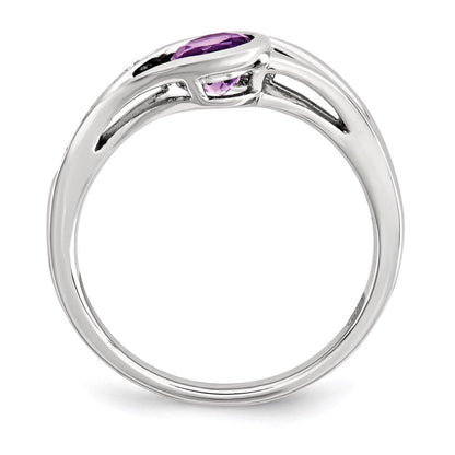 14K Weißgold Echt Diamant & Amethyst Ring