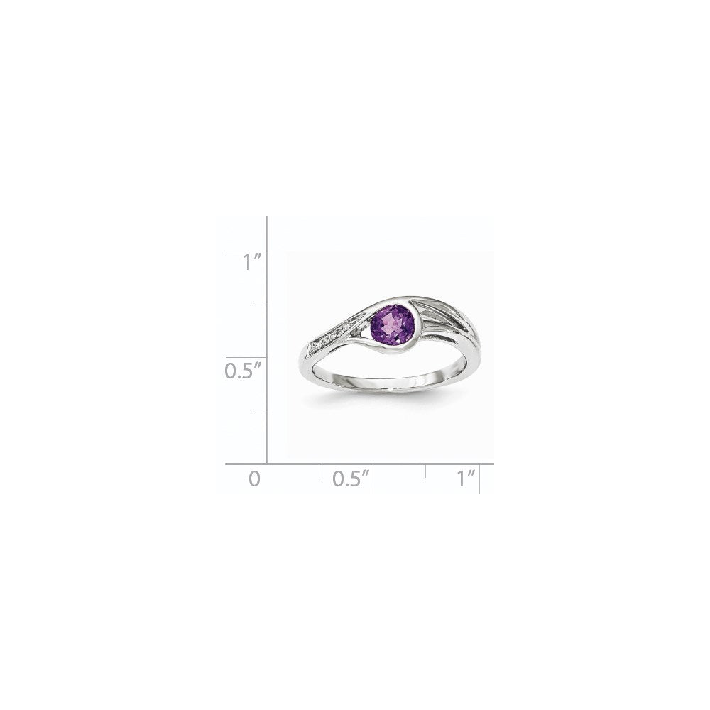14K Weißgold Echt Diamant & Amethyst Ring