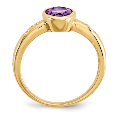 14K Gelbgold Amethyst/diamond Zargenfassung-set Ring