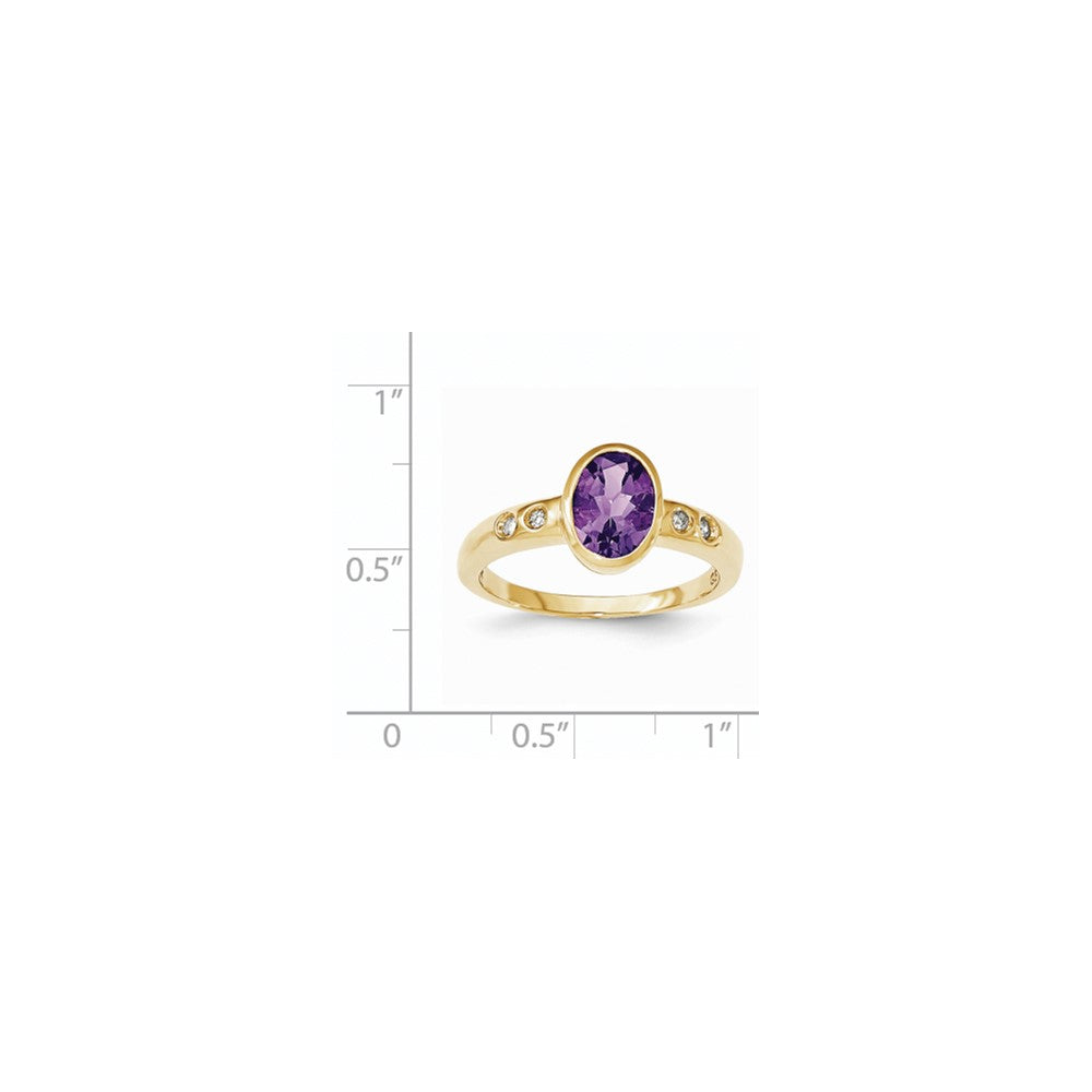 14K Gelbgold Amethyst/diamond Zargenfassung-set Ring