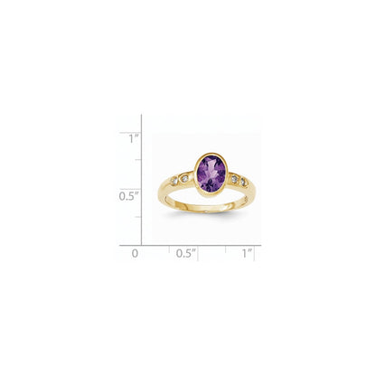 14K Gelbgold Amethyst/diamond Zargenfassung-set Ring