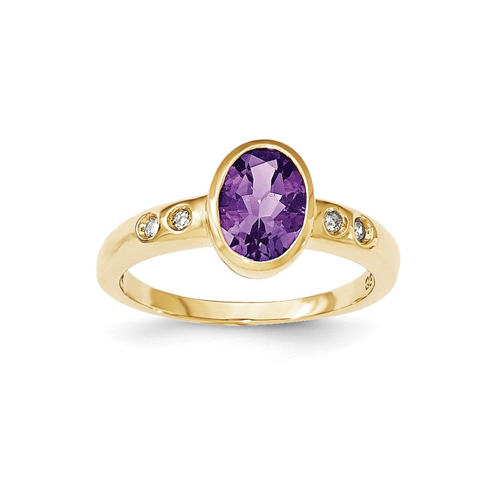 14K Gelbgold Amethyst/diamond Zargenfassung-set Ring