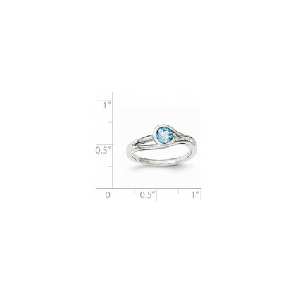 14K Weißgold Echt Diamant & Blautopas Ring