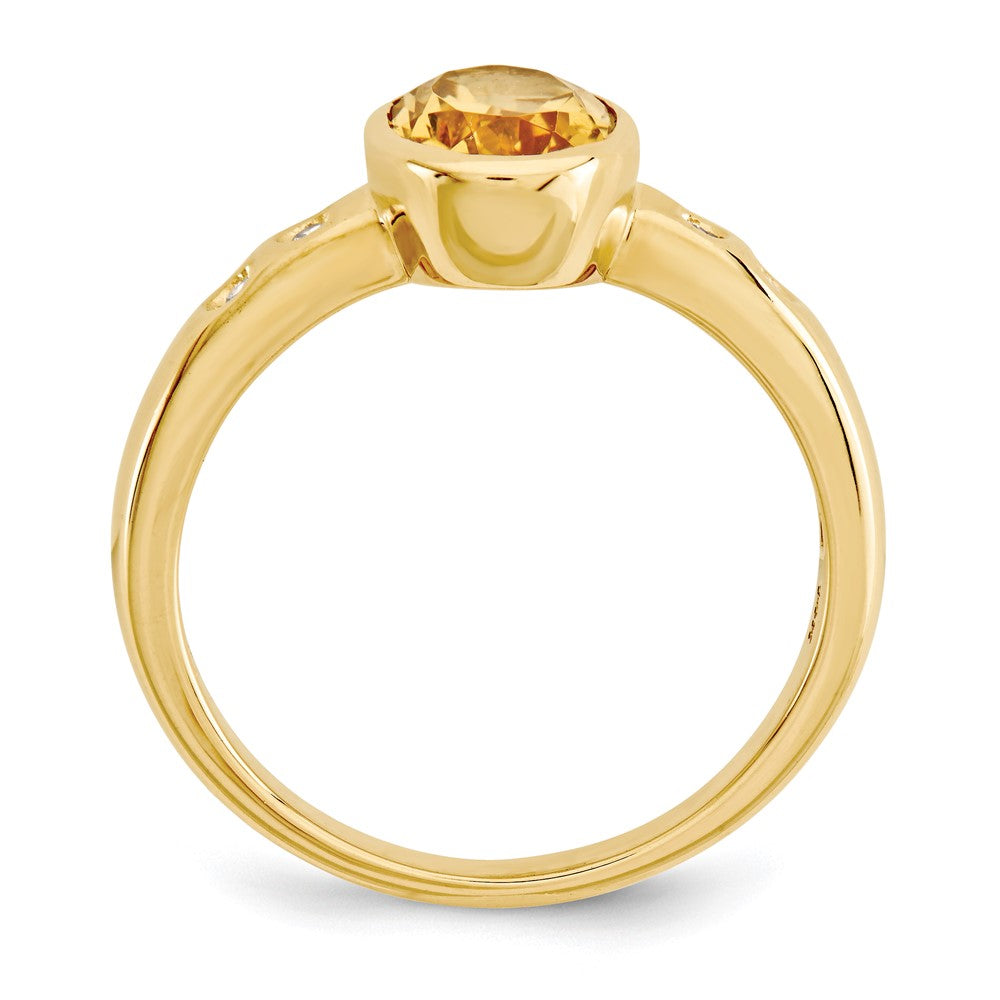 14K Gelbgold Citrin/diamond Zargenfassung-set Ring