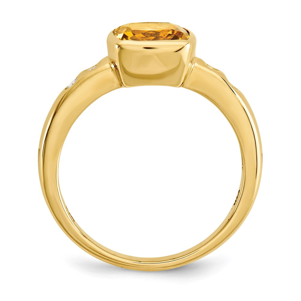 14K Gelbgold Citrin/diamond Zargenfassung-set Ring