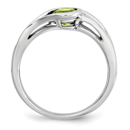14K Weißgold Echt Diamant & Peridot Ring
