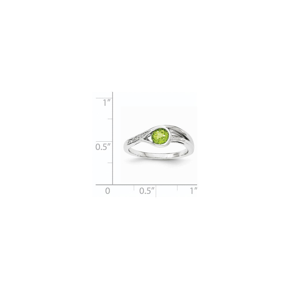14K Weißgold Echt Diamant & Peridot Ring
