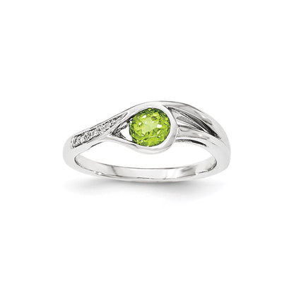 14K Weißgold Echt Diamant & Peridot Ring