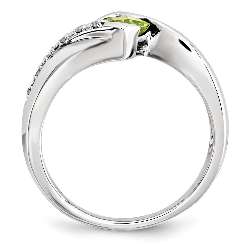 14K Weißgold Echt Diamant & Peridot Ring