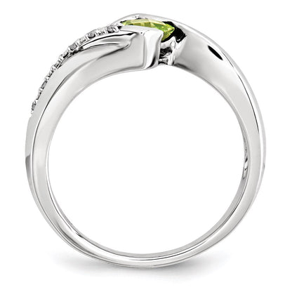 14K Weißgold Echt Diamant & Peridot Ring