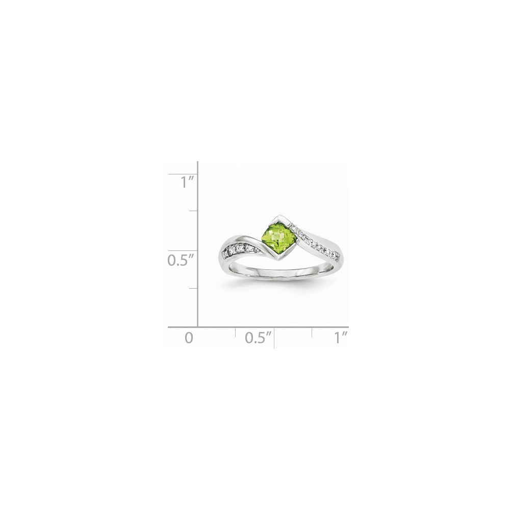 14K Weißgold Echt Diamant & Peridot Ring