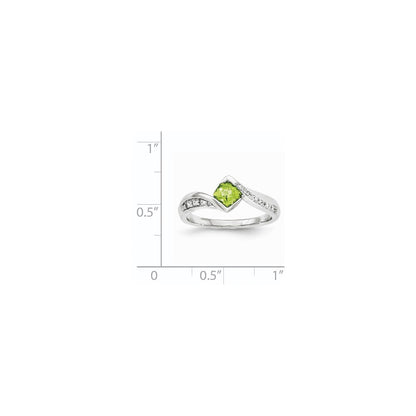 14K Weißgold Echt Diamant & Peridot Ring