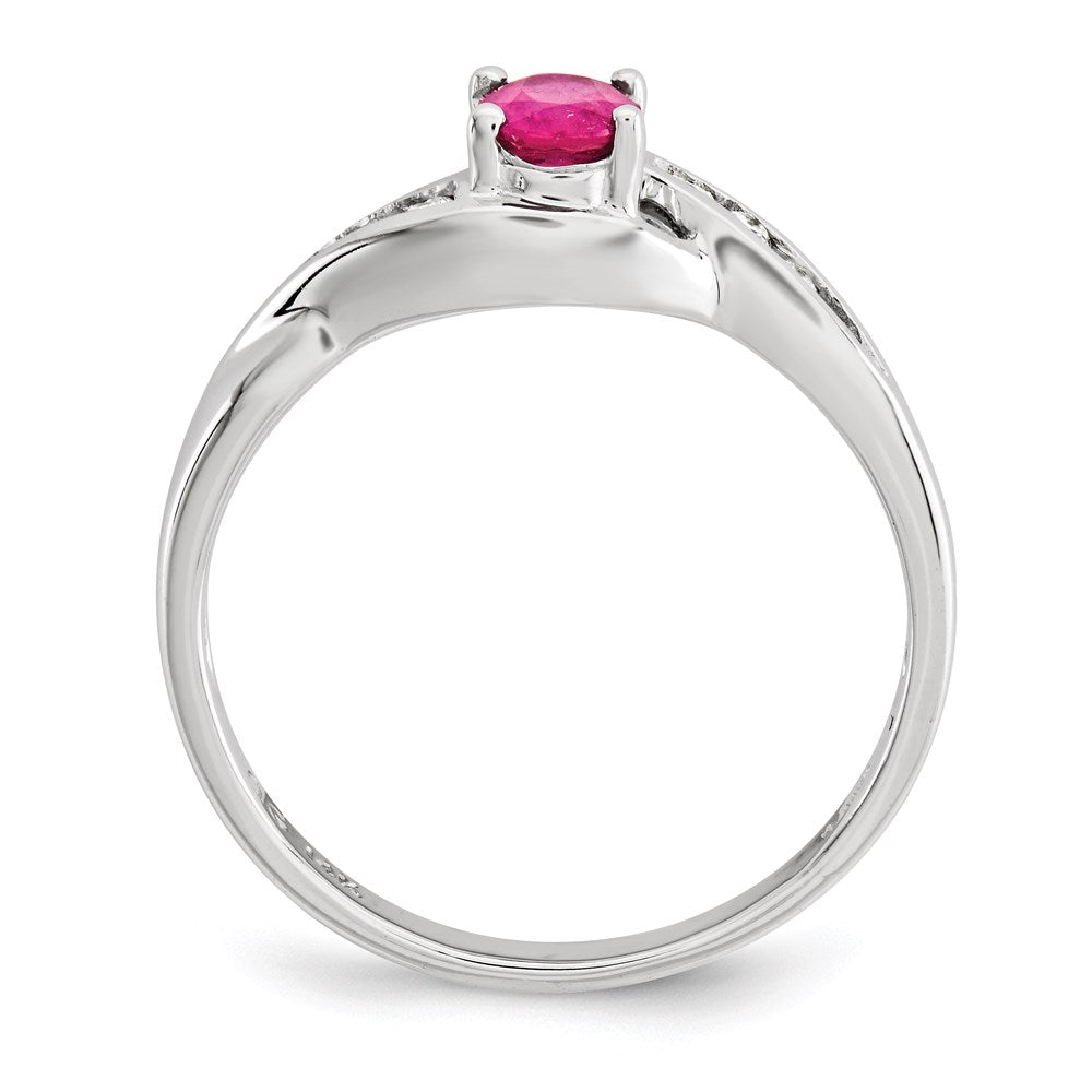 14K Weißgold Composite Rubin & Echt Diamant Ring