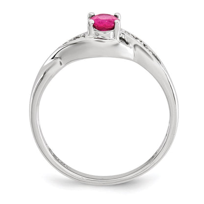 14K Weißgold Composite Rubin & Echt Diamant Ring