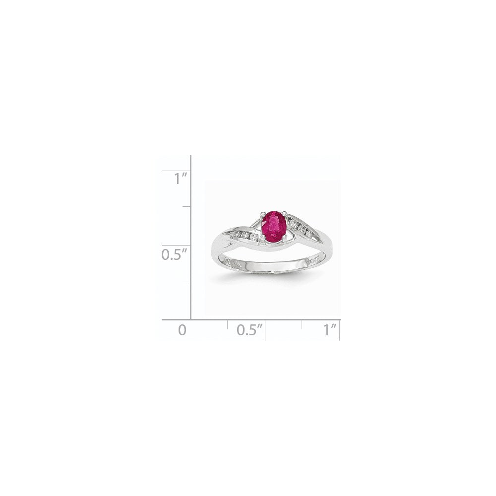 14K Weißgold Composite Rubin & Echt Diamant Ring
