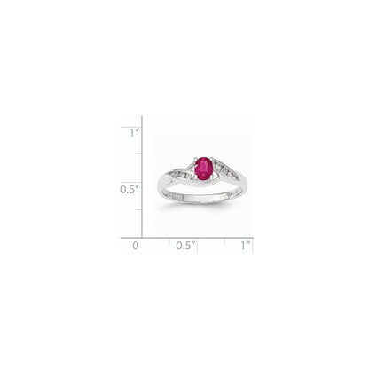 14K Weißgold Composite Rubin & Echt Diamant Ring