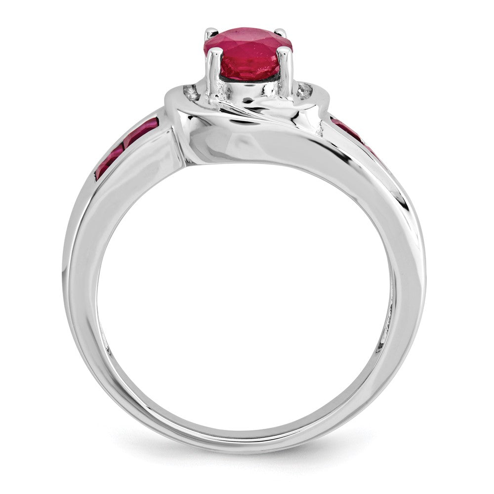 14K Weißgold Rubin und Echt Diamant Ring