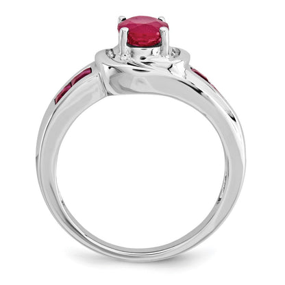 14K Weißgold Rubin und Echt Diamant Ring