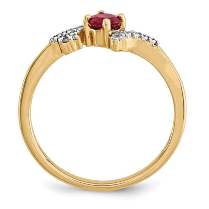 14K Gelbgold Composite Rubin & Echt Diamant Ring