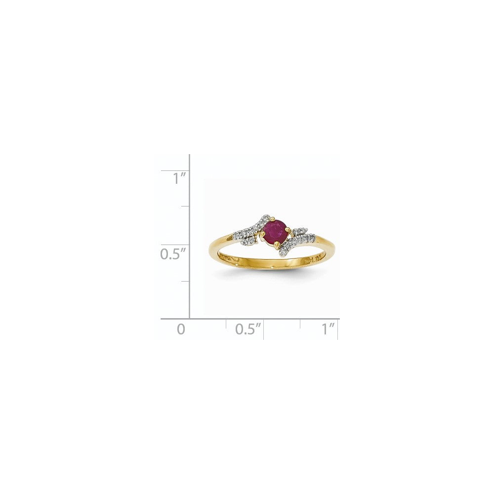 14K Gelbgold Composite Rubin & Echt Diamant Ring