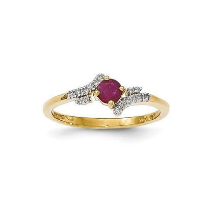 14K Gelbgold Composite Rubin & Echt Diamant Ring