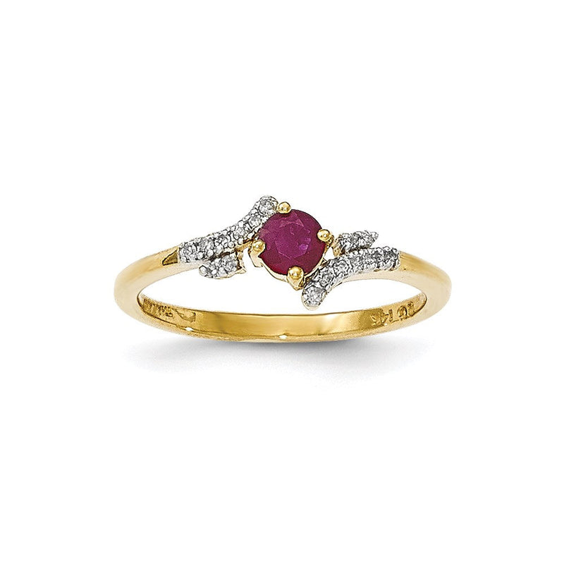 14K Gelbgold Composite Rubin & Echt Diamant Ring