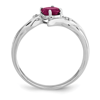 14K Gelbgold Weiß Poliert Echt Diamant Rubin Ring