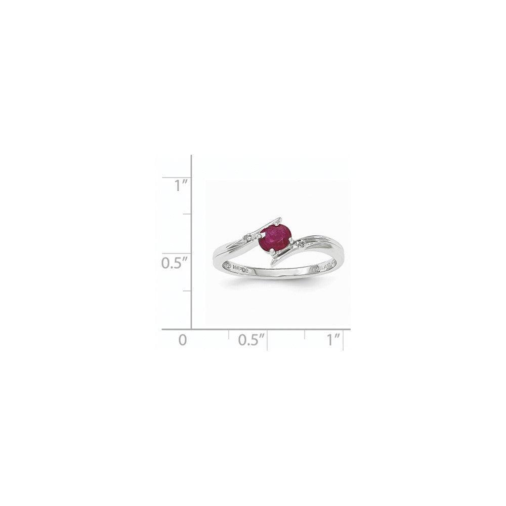 14K Gelbgold Weiß Poliert Echt Diamant Rubin Ring