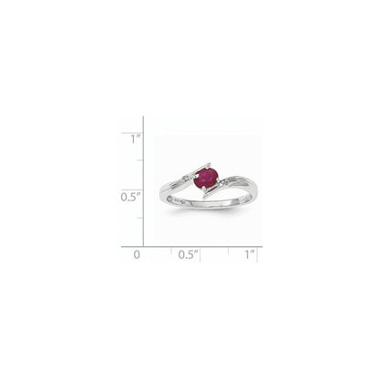 14K Gelbgold Weiß Poliert Echt Diamant Rubin Ring