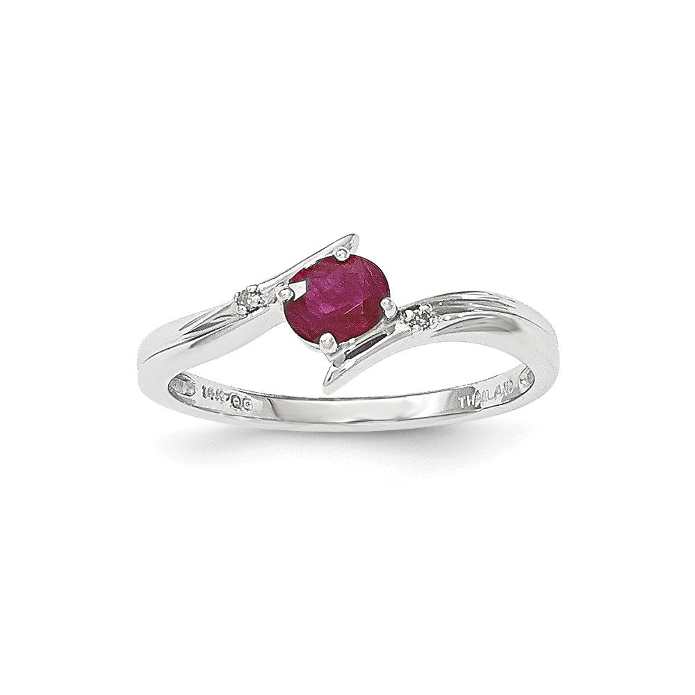 14K Gelbgold Weiß Poliert Echt Diamant Rubin Ring