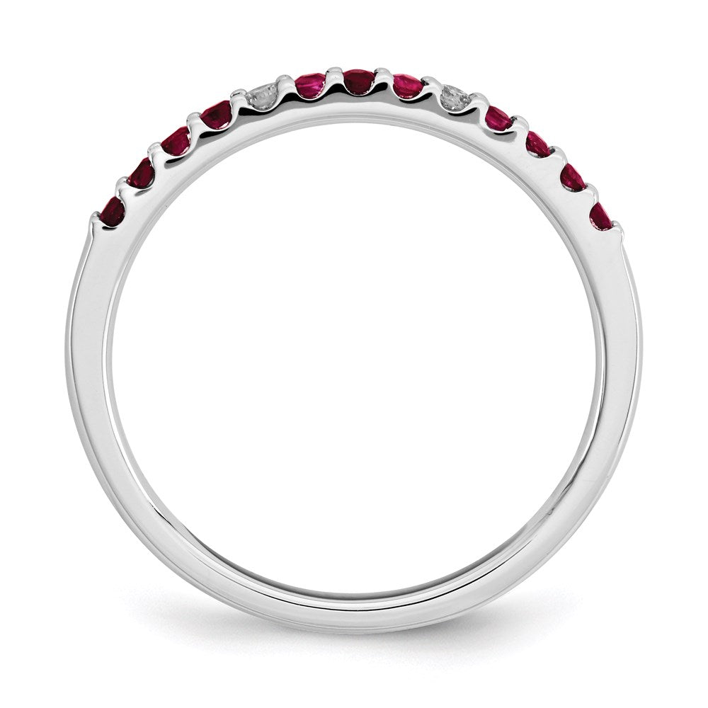 14K Weißgold Echt Diamant & Rubin Ring