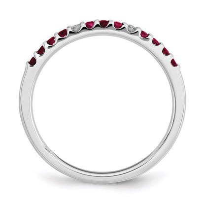 14K Weißgold Echt Diamant & Rubin Ring