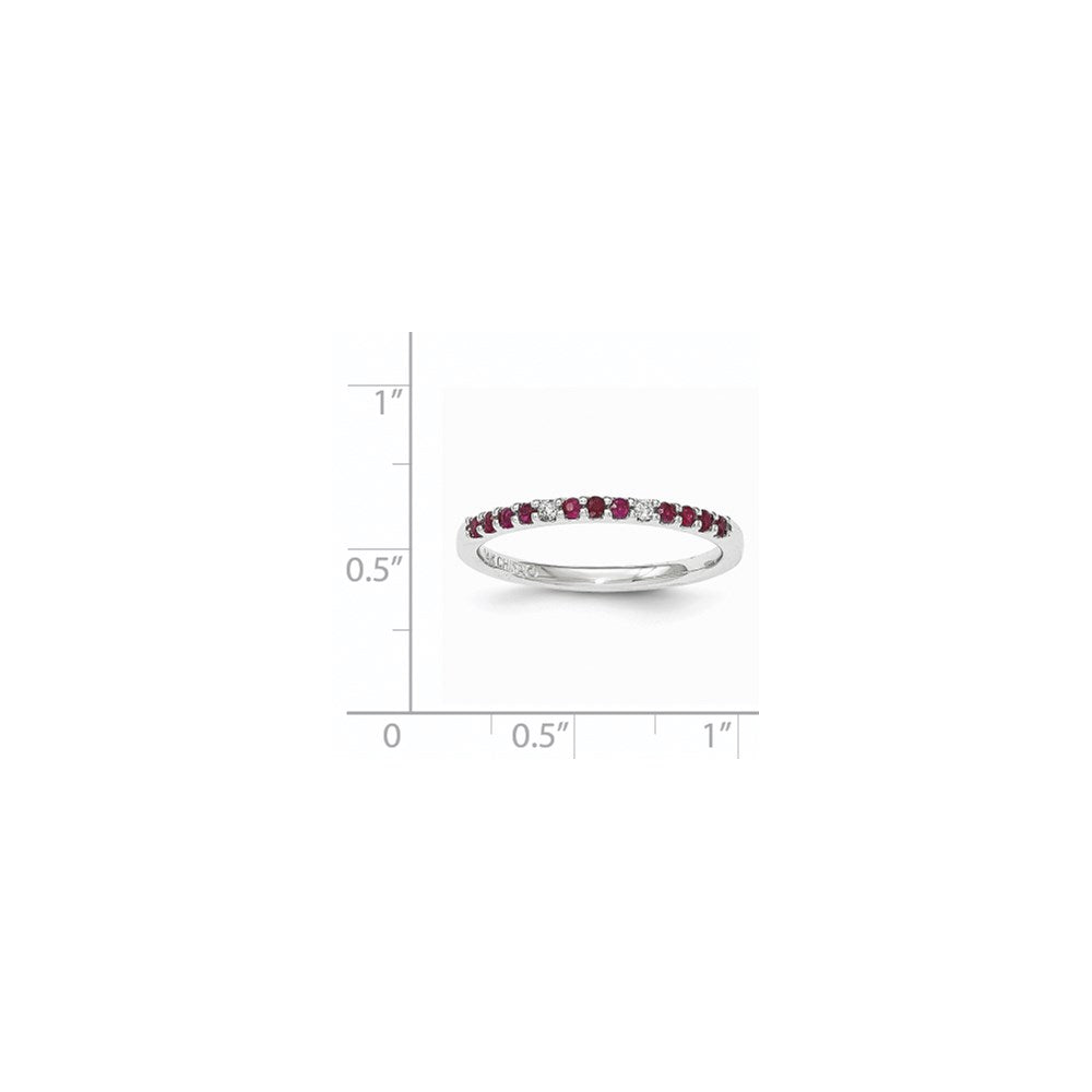 14K Weißgold Echt Diamant & Rubin Ring