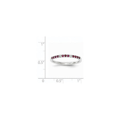 14K Weißgold Echt Diamant & Rubin Ring