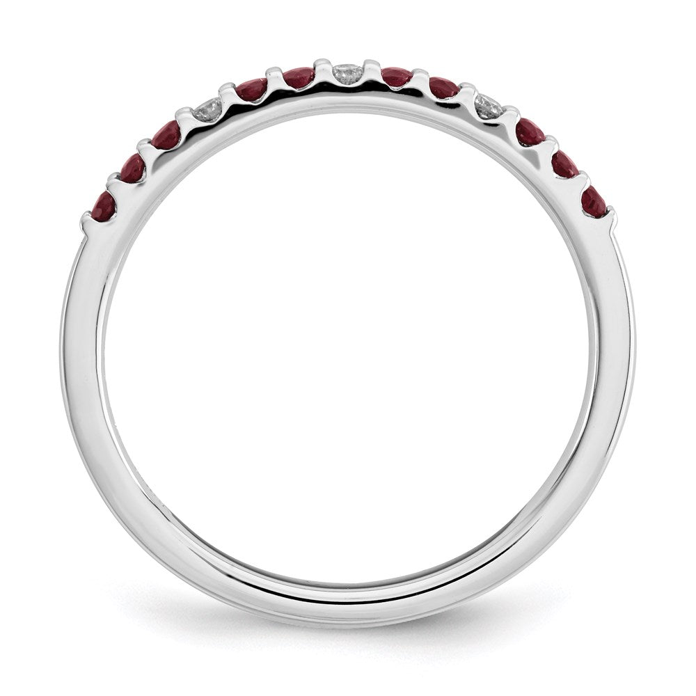14K Weißgold Echt Diamant und Rubin Ring