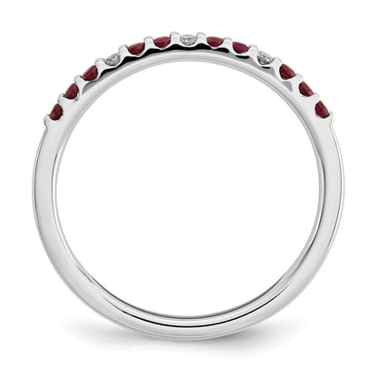 14K Weißgold Echt Diamant und Rubin Ring
