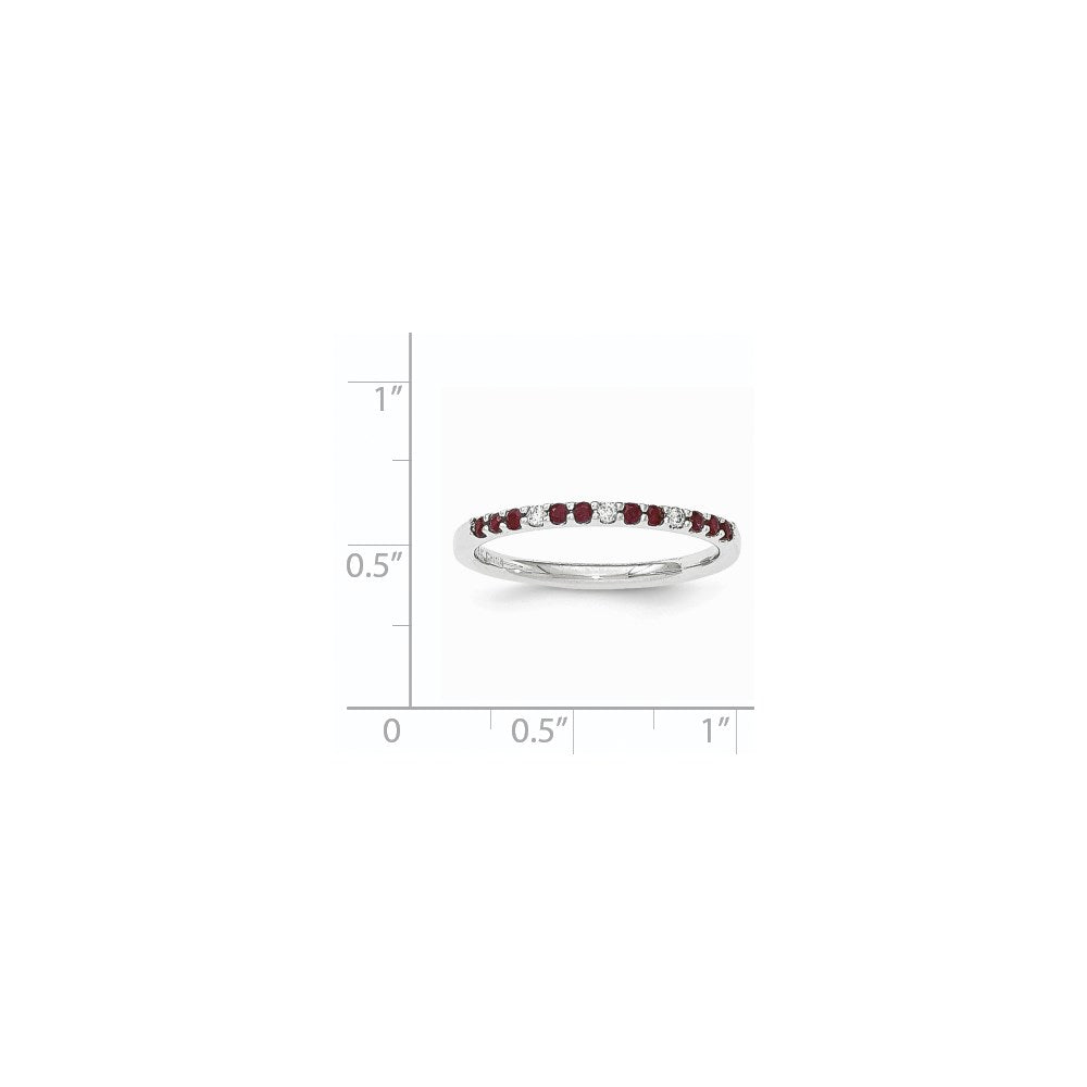 14K Weißgold Echt Diamant und Rubin Ring