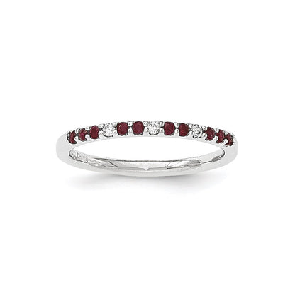 14K Weißgold Echt Diamant und Rubin Ring
