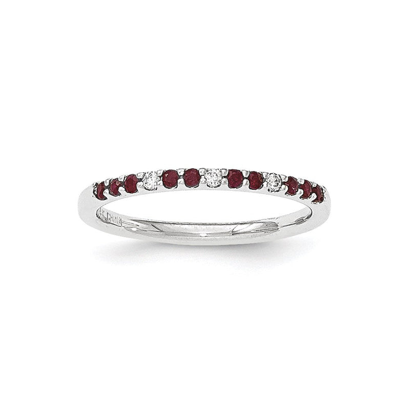 14K Weißgold Echt Diamant und Rubin Ring