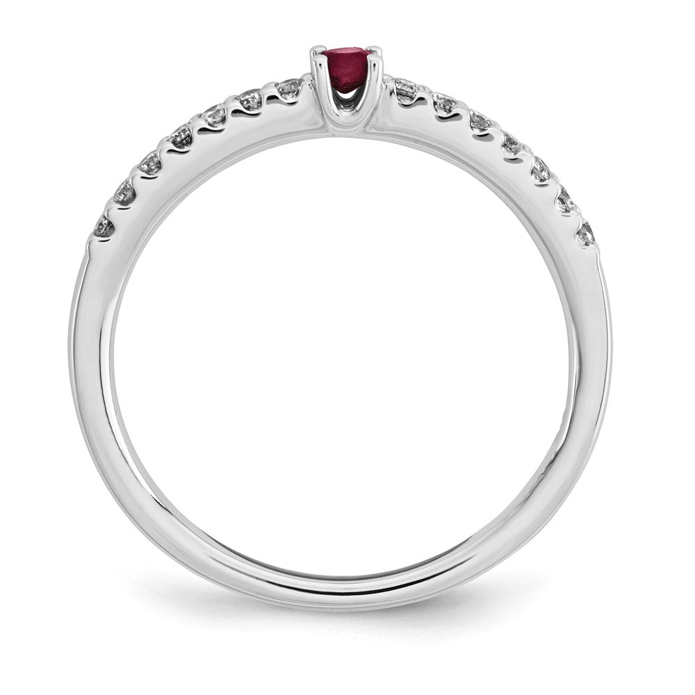 14K Weißgold Echt Diamant und Rubin Solitär Ring
