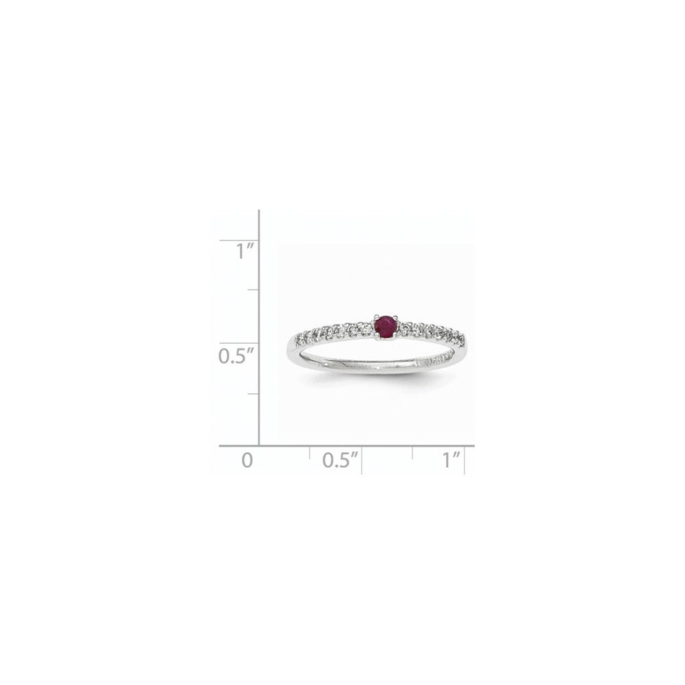 14K Weißgold Echt Diamant und Rubin Solitär Ring