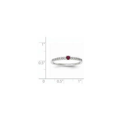 14K Weißgold Echt Diamant und Rubin Solitär Ring