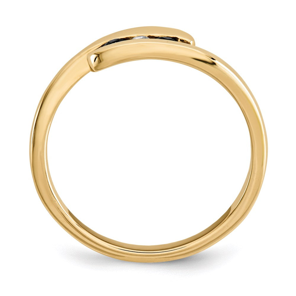 14K Gelbgold Saphir und Echt Diamant Ring
