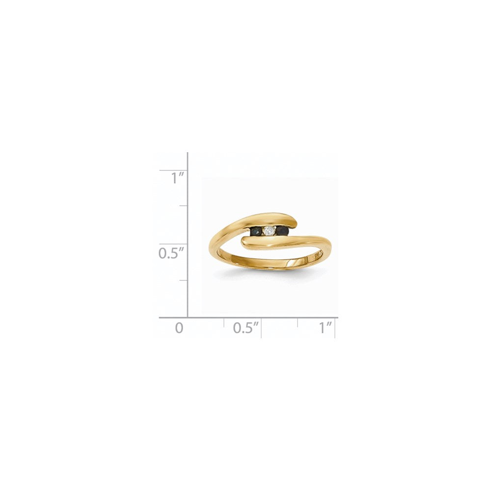 14K Gelbgold Saphir und Echt Diamant Ring